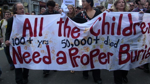 Kevin Annett (left) before speaking at the Protest the Pope Rally, London, England, April 2010