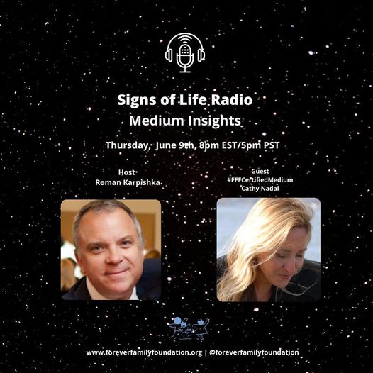 Signs of Life radio production of Medium Insights with Roman Karpishka and guest certified medium Cathy Nadal