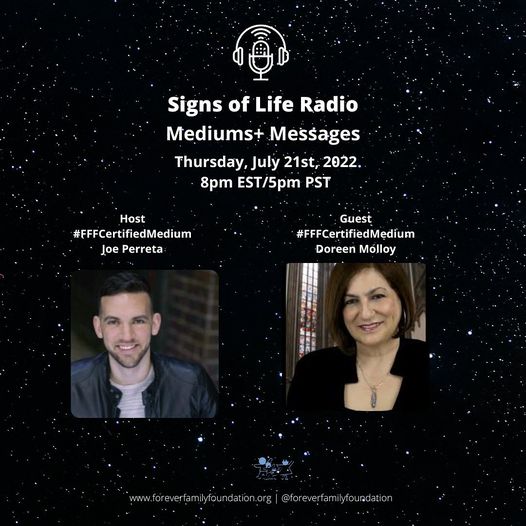 Joe Perreta hosting Mediums & Messages on Signs of Life talk radio.  Interviewing certified guest medium Doreen Molloy