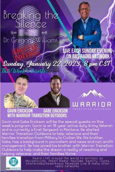 Guests, Gabrial "Gabe" Erickson, Gavin Erickson, suicide levels, military and civil life adaptation, struggles and ways forward