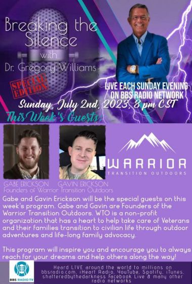 Guests, Gabrial "Gabe" Erickson, Gavin Erickson, suicide levels, military and civil life adaptation, struggles and ways forward