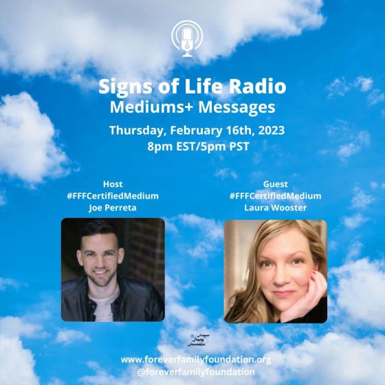 Joe Perreta hosting Mediums & Messages on Signs of Life talk radio.  Interviewing certified guest medium Laura Wooster