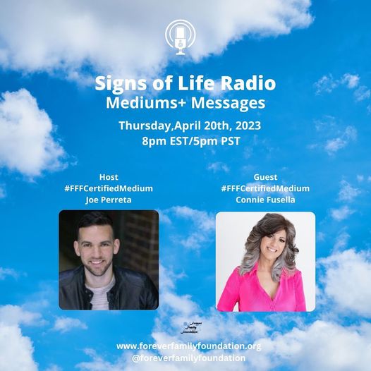 Joe Perreta hosting Mediums & Messages on Signs of Life talk radio.  Interviewing certified guest medium Connie Fusella