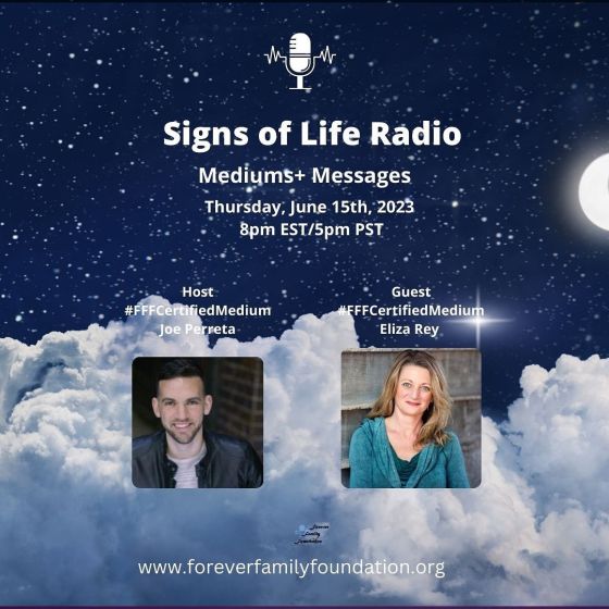 Joe Perreta hosting Mediums & Messages on Signs of Life talk radio. with guest Eliza Rey