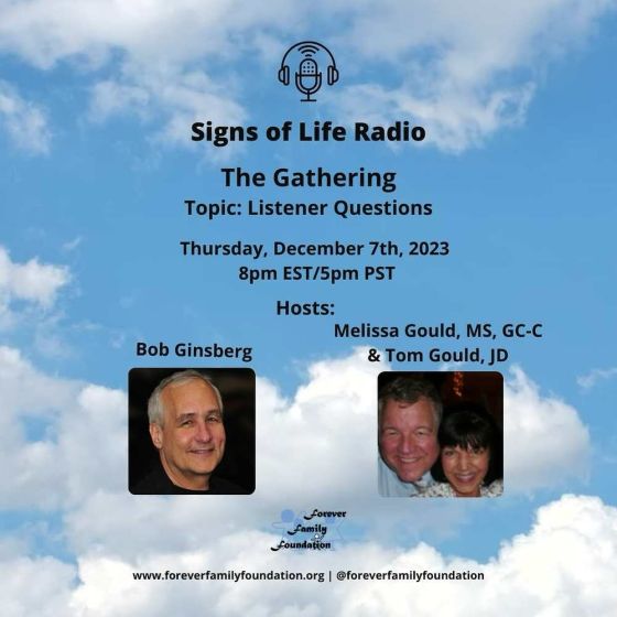 Guests, Tom & Melissa Gould, experience that you can point to that changed your belief about life after death  Signs of Life Radio is tonight!