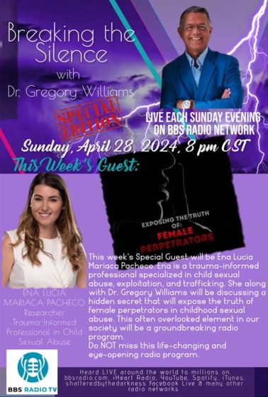  Guest will be Ena Lucia Mariaca Pacheco, a trauma-informed professional specialized in child sexual abuse