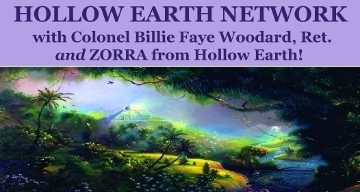 Hollow Earth Network with Billie Fay Woodard and Dale Benadum, banner