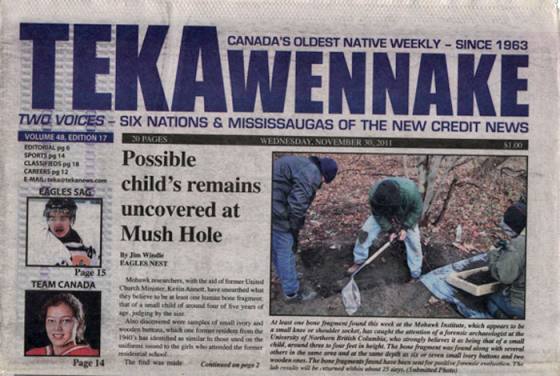 The censored excavation of children's remains at the Mohawk residential school, Brantford, Ontario by Mohawk elders and the ITCCS/Kevin Annett (October-November, 2011):